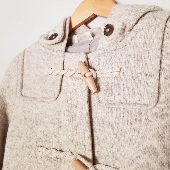 MUJI Wool Blend Toggle Button Hooded Duffel Jacket Preppy Academia Y2K Rare XS - Picture 5 of 16